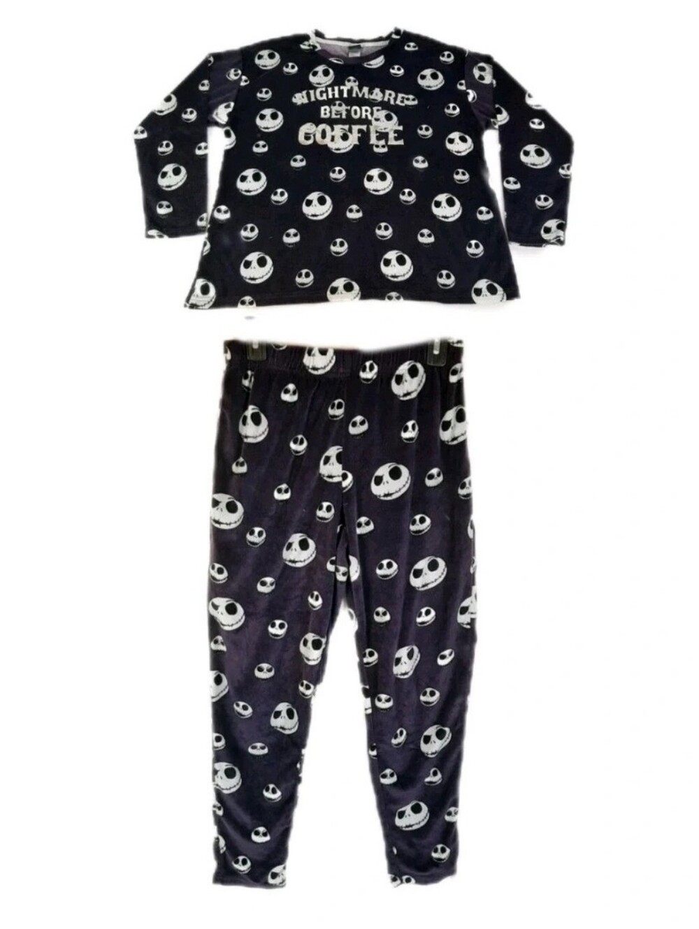 🍀Disney Nightmare Before Coffee (Xmas) 2 Piece Pajama Set Plum Night Med 8-10